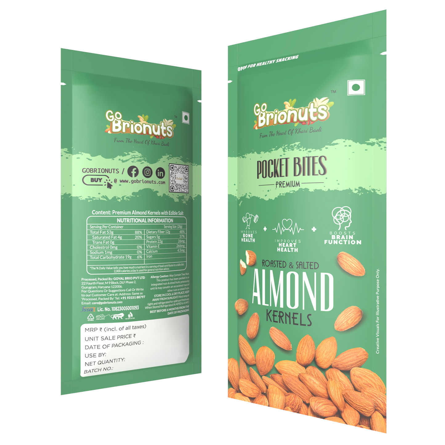 Almonds, Roasted-Salted, Pack of 6- 40gms each (240gms)