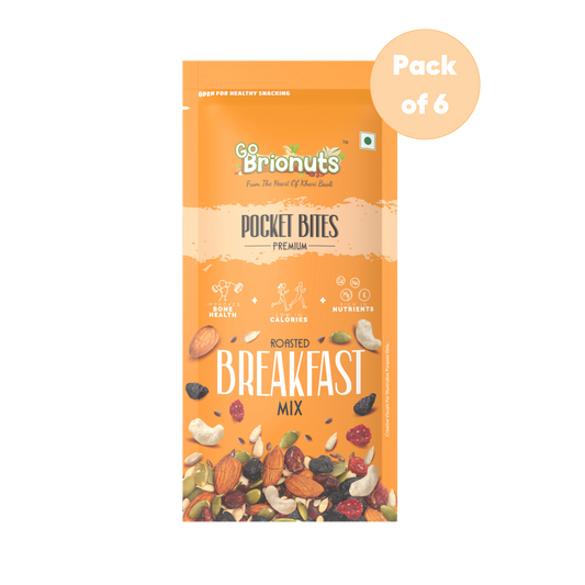 Breakfast Mix, Roasted- Slightly Salted, Pack of 6- 40gms each (240gms)