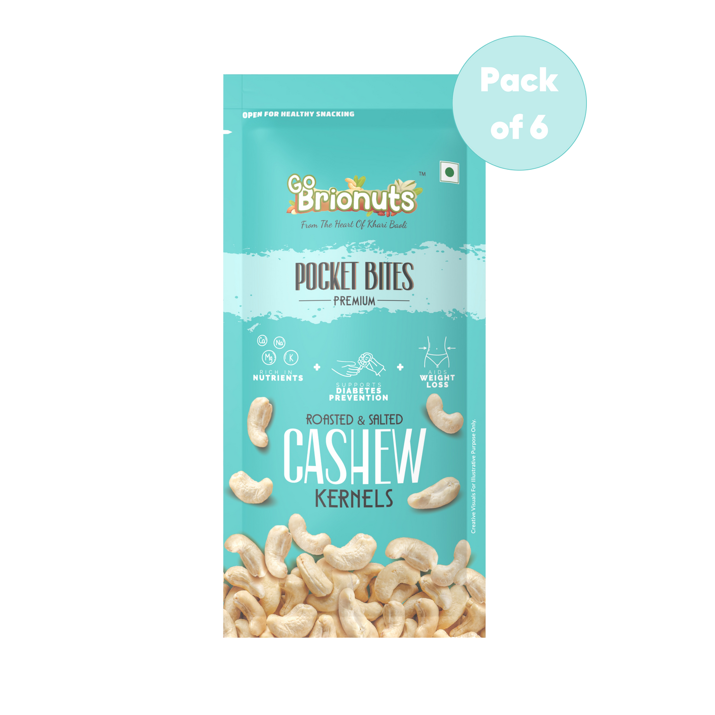 Cashews, Roasted-Salted, Pack of 6- 35gms each (210gms)