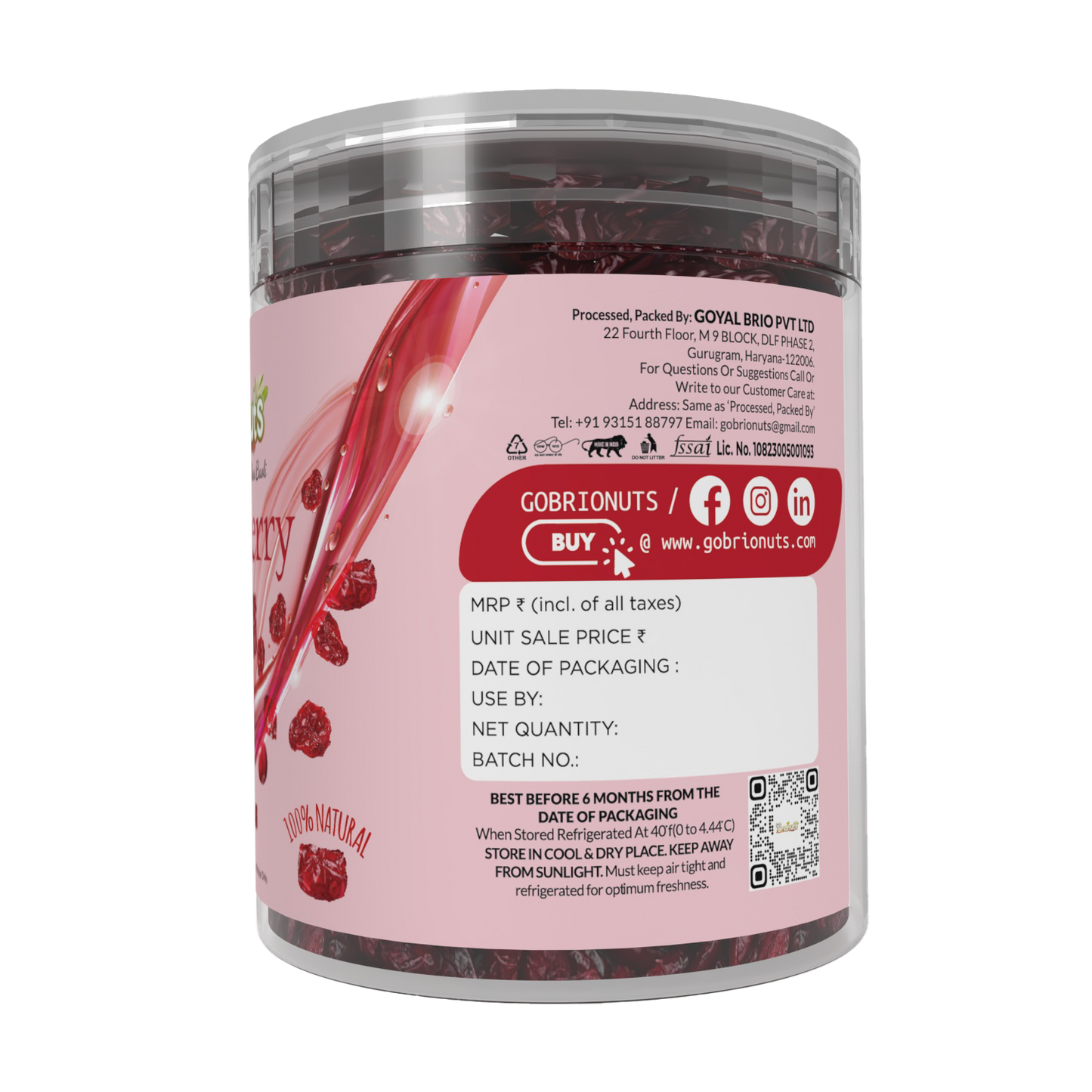 Dried Cranberry 250gms