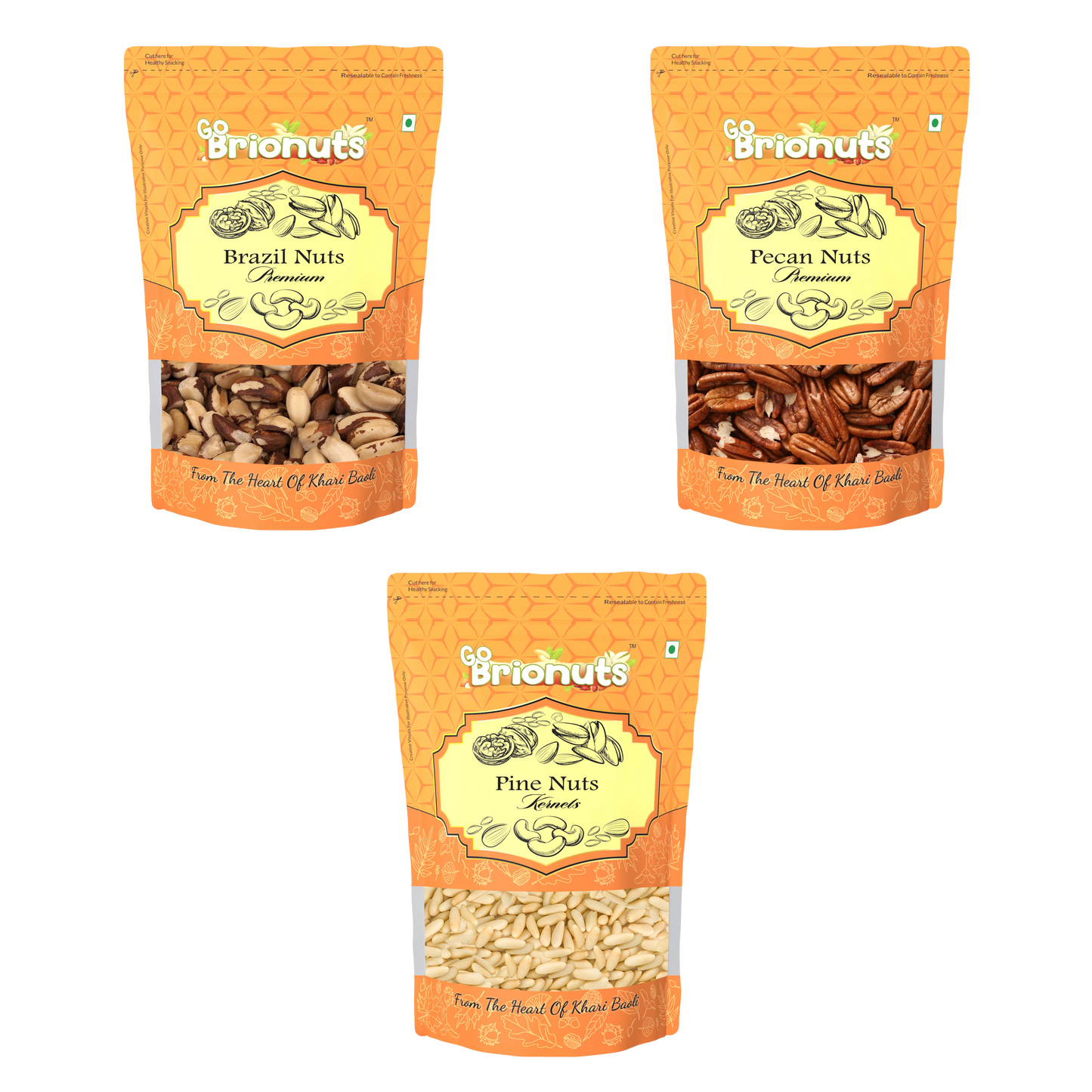 Exotic Combo ( Brazil Nuts 250gms + Pecan Nuts 250gms + Pine Nuts 250gms )