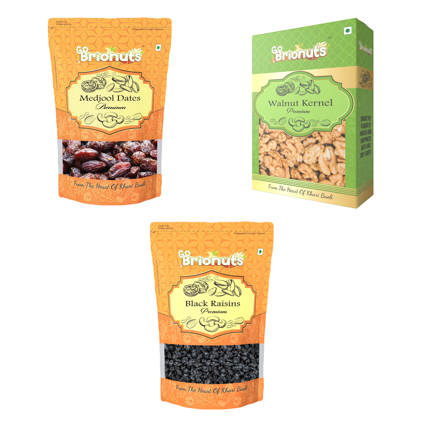 Workout Combo ( Medjool Dates 250gms + Black Raisins 250gms + Walnuts 250gms )